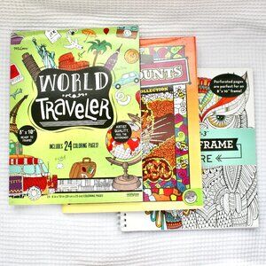 New Adult Coloring Book 3 Set Bundle: Travel and Animals